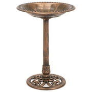 Costway Antique Gold Freestanding Pedestal Bird Bath Feeder Outdoor