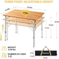 KingCamp Bamboo Camping Table Adjustable Height Folding Table Outdoor