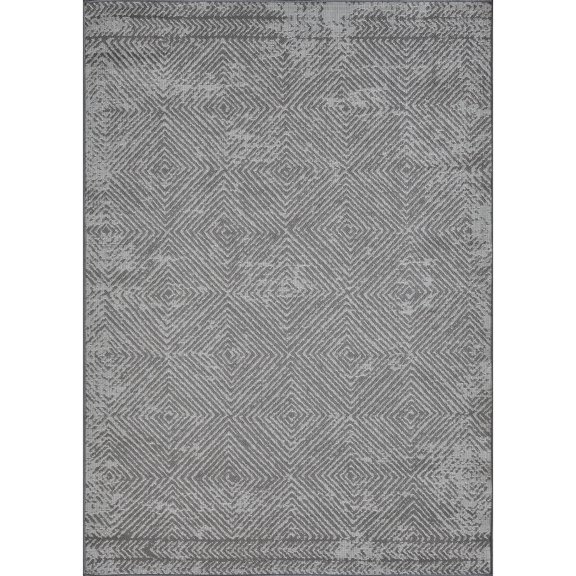 Loomaknoti Breyleigh Carzon 5' x 7' Cream/Gray Geometric Indoor/Outdoor Area Rug