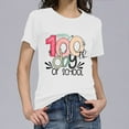 thumbnail image 6 of IROINNID Women's Casual Fashion T-shirt Short Sleeve Happy 100th Day Of School Printed Round Neck Tops, 6 of 7