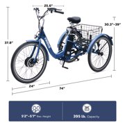 Viribus MC 350 Electric Tricycle for Adults, 24 7-Speed Folding Electric Tricycle with 350W Motor 36V 13Ah Battery Blue,Certified to UL 2849 by SGS