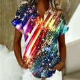 thumbnail image 4 of Mifsaly Short Sleeve Button Down Shirts for Women Lapel Collar V Neck Blouses Patriotic Hearts American Flag Print Independence Day Tops 2026 M, 4 of 6