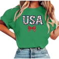 thumbnail image 4 of Levmjia Womens Top T-Shirt Short Sleeve Round Neck Printed Casual Pullover Fashion Comfortable Independence Day Tee Vacation Party Daily Wear, 4 of 5