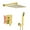 Brushed Gold, variant on 12 Inch Bathroom Luxury Rain Mixer Complete Combo Set Wall Mounted Rainfall Shower Head and Handle System