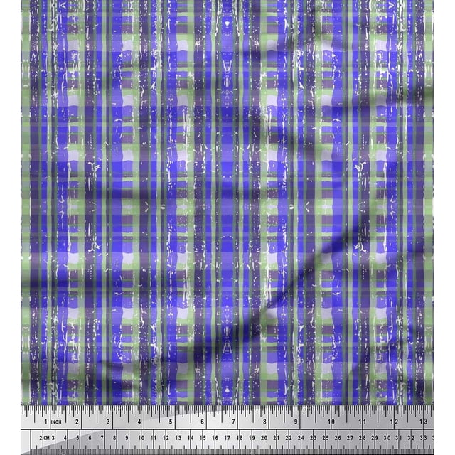 Soimoi Velvet Fabric Geometric Check Decor Fabric Printed Yard 58 Inch Wide