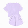 thumbnail image 6 of kpoplk Toddler Girl Clothes Summer Outfit Set Ruffle Sleeve Top and Shorts Soft Stretchy 2 Piece 12M-4T(Purple,5-6 Y), 6 of 6