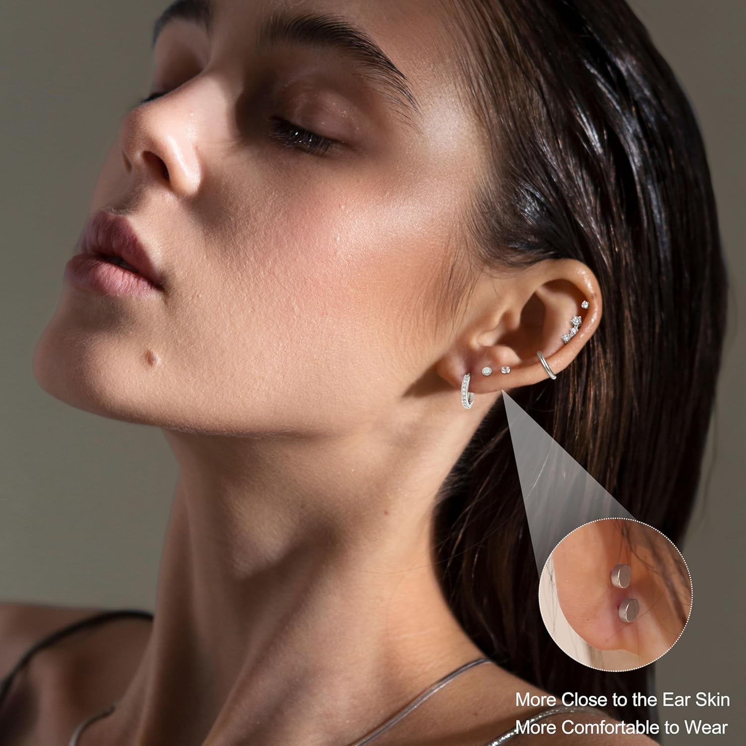 Hypoallergenic Flat Back Earrings Gold Cartilage Earring Sets for Multiple Piercing 20G Surgical Stainless Steel Earrings for Women Trendy Earring Stacks Small Hoop Flatback Stud Earrings