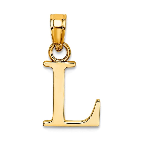 7.69mm 14k Solid Yellow Gold Polished Block Letter L Initial Pendant Necklace Pendant for Women