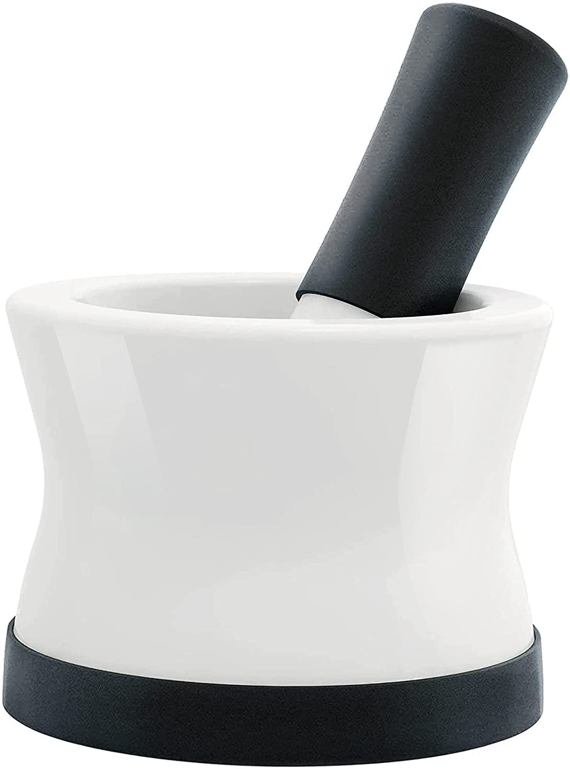 WINJEE Porcelain Mortar and Pestle Spice Herb Grinder Mixing Grinding Bowl Crusher Set Mortar Bowl White