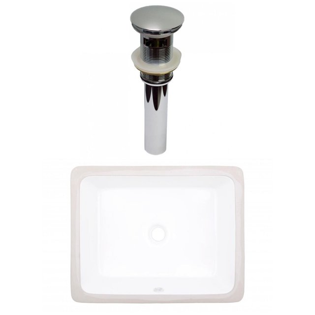 American Imaginations 19.5-in. W CUPC Rectangle Bathroom Undermount Sink Set In White - Chrome Hardware - Overflow Drain Incl. AI-31788