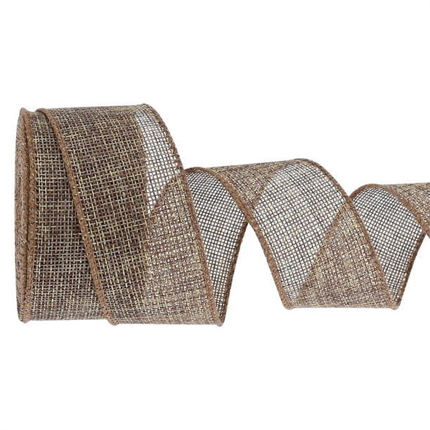 Nvzi Cinta decorativa, cinta marrón oscuro, 2 rollos de 4 cm x 9,14 m (10 yardas), imitación de lino, ideal para envolver regalos y arreglos florales, cinta para envolver ramos.