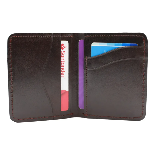 Cartera Hombre Piel Genuina Pull Up Ligero Curvas chocolate