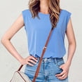 thumbnail image 2 of cfhntfmh Hauts d'Été pour Femmes Col Rond Décontracté T-Shirts Basiques Confortables Manches Courtes Amples Chemises de Plage Vacances, 2 of 3