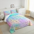 thumbnail image 3 of Castle Fairy Cheetah Leopard Print Bedding Comforter Set 2pcs for Girls Female Women,Abstract Gradient Glitter Twin Comforter Sets Microfiber,Dreamy Princess Breathable Bedding Set, 3 of 8