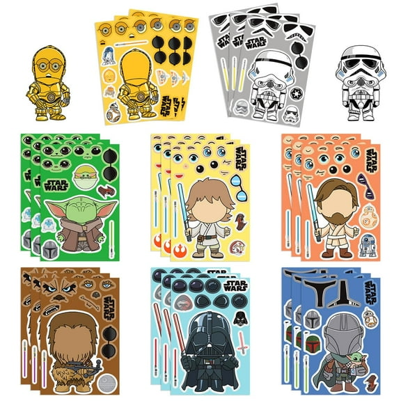 24 children's cartoon movie stickers, create your own cartoon movie stickers, make facial stickers for teenagers, girls and boys, classroom rewards, anime themed art craft party supplies