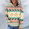 thumbnail image 2 of Womens Long Sleeve Tops Western Aztec Hoodie Ethnic Print Hoodie Pullover Cowgirl Rhombus Printed Hooded Sweatshirt Tops Womens Clothing Cheap, 2 of 6