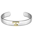 thumbnail image 1 of Alamode LO3630-6.75 Women Reverse Two-Tone White Metal Bangle with Top Grade Crystal in Clear - 6.75 in., 1 of 1