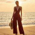 thumbnail image 5 of Quixlent Summer Jumpsuits for Women, Sleeveless Spaghetti Strap Overall, V Neck Casual One Piece Outfits with Pockets, 5 of 7