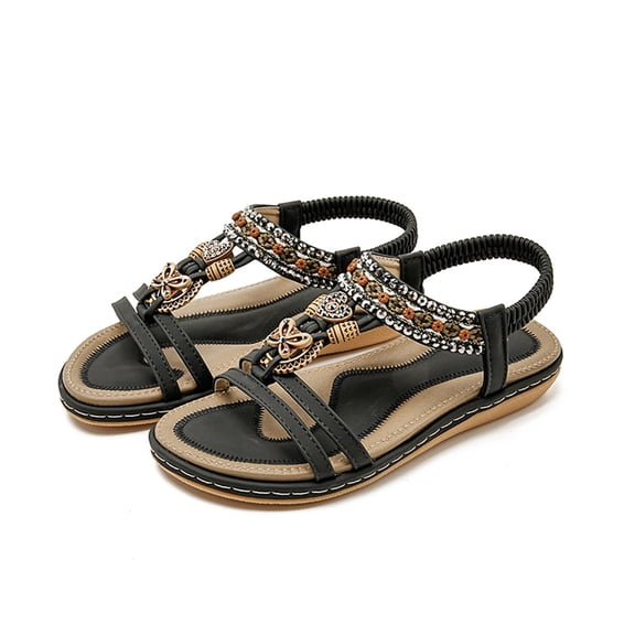 Womens Orthopedic Shoes, Orthopedic Shoes for Women Wide Width, Womens Sandals Arch Support Summer Beach Sandals Comfort Walking Shoes Bohemian Flip Flops Sandals for Women, Black 5