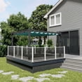 thumbnail image 3 of Petyee 10ft x 13ft Outdoor Retractable Aluminum Pergola, Modern Outdoor Trellis with  UPF 50+ Waterproof Canopy,Gray Wood-Grain Finish,Blue canopy, 3 of 8