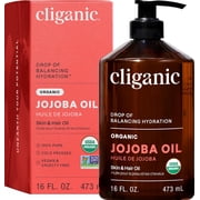 Cliganic Jojoba Oil, Cold-Pressed Organic Body Oil and Moisturizer for Skin Care, USDA Certified, 16 fl oz