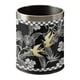 thumbnail image 5 of Cubo de basura redondo decorativo de doble capa con cubierta de cuero sintético para el hogar Negro con borde plateado, 5 of 9