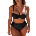 thumbnail image 2 of TAGOLD Womens Bikinis Set Solid Color 2 Piece Split Bikini Swimsuit Trunks Soft Breathable Summer Beach, 2 of 4