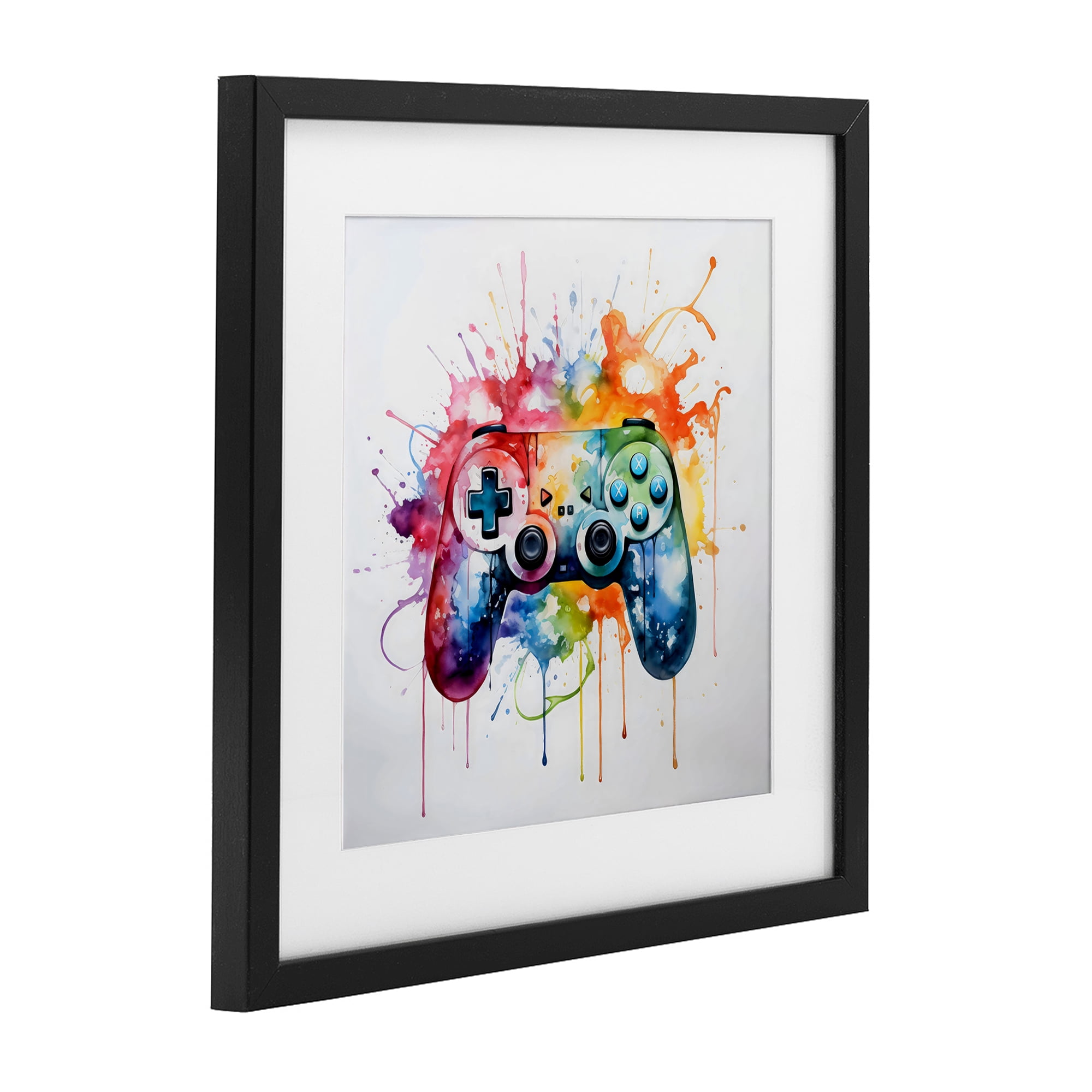 Stupell Industries Colors of Gaming Splatter Black Framed Print Under Glass, design by Creative Studio