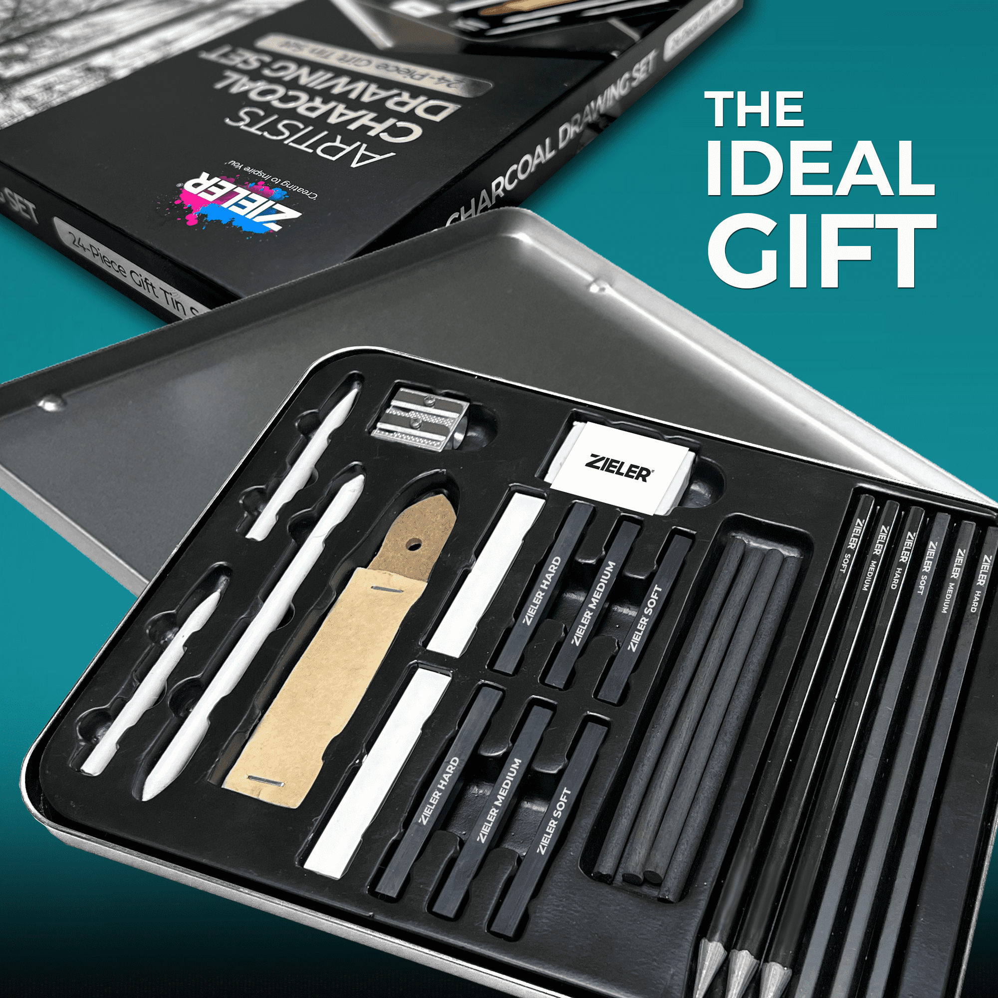 Zieler® 24 Piece Artists Charcoal Drawing Set