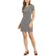 thumbnail image 5 of Vestido Casual Corto de Manga Corta con Cuello Contrastante para Mujeres Chic L Marrón, 5 of 8