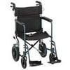 NOVA Medical Products 20" Lightweight Transport Chair with 12" Rear Wheels & Hand Brakes, Blue