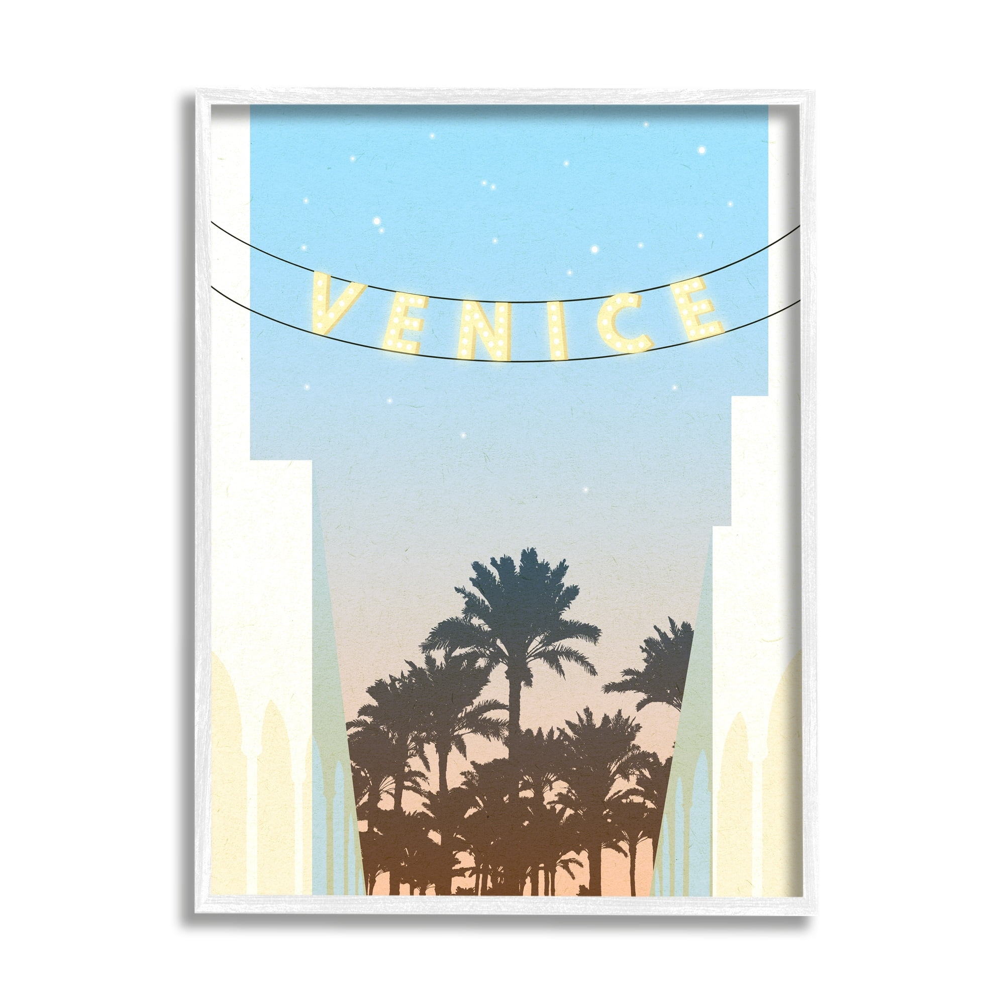 Stupell Industries Venice Beach Tropical Scene Starry Night Palm Trees, 11 x 14, Design by Daphne Polselli