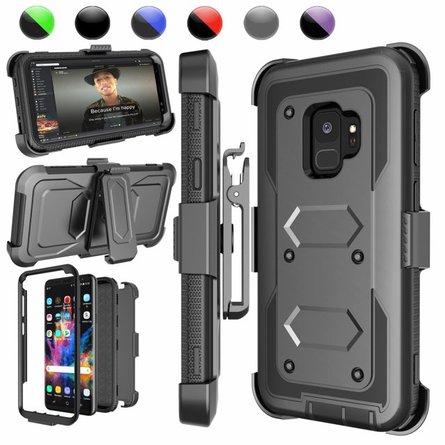 Galaxy Note 8 / S9 Plus / S9 Cases Cover, Galaxy S9 Holster Belt, Heavy Duty Protection Full-body Rugged with Kickstand + Holster Belt Clip Carrying Armor Case Shell