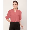 thumbnail image 2 of Moomaya Solid Puff Sleeve Tops, Band Collar, Semi-Formal Tops For Women, 2 of 9