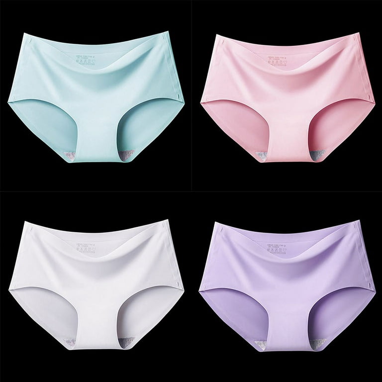 Women Seamless Panties Mid Waist Underwear Ice Silk Comfort Panty (Pack of  5)