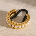 thumbnail image 2 of Stainless Steel 18K Gold Twist Pearl Chain Hair Ties, Ponytail Hair Cuff Hairties No Damage, Ellipse Elastic Hair Bands, Women Glossy Ponytail Holders,Geometric Gold Hair Rope Accessories(1PC, Gold), 2 of 7