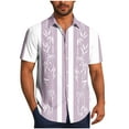 thumbnail image 2 of Mens Tops Plus Size Short Sleeve Lapel Button Up Solid Color Casual Summer Shirt Purple S, 2 of 6