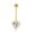 Gold, variant on AVORA 10K White Gold Simulated Diamond CZ Bezel Heart Belly Button Ring Body Jewelry (14 Gauge)