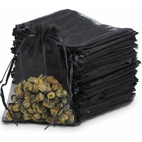 100PCS Small Mesh bags Drawstring 3x4,Sheer Organza Bags Drawstring for Jewelry, Mesh Party Wedding Favor Bag for Small Business,Candy,Bracelet Packaging,Empty Sachet Bags (Black)