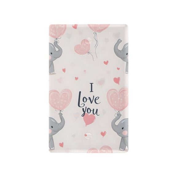 Yayeee Blank Wall Plate Cover 1-Gang 4.5"x2.7" Home Unused Decorative Outlet, Cute Elephant
