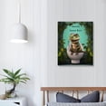 thumbnail image 3 of Nawypu Funny Dinosaur Bathroom Wall Art Dinosaur Bathroom Pictures Wall Decor Dinosaur on Toilet Canvas Painting Print Farmhouse Bathroom Sign Please Sit Yourself Prints Artworks Framed Toil16x20in, 3 of 4