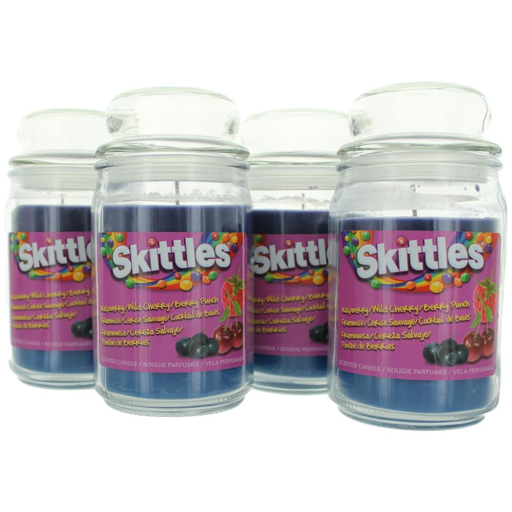 Skittles Scented Candle 4 Pack of 16 oz Triple Pour Jars Raspberry