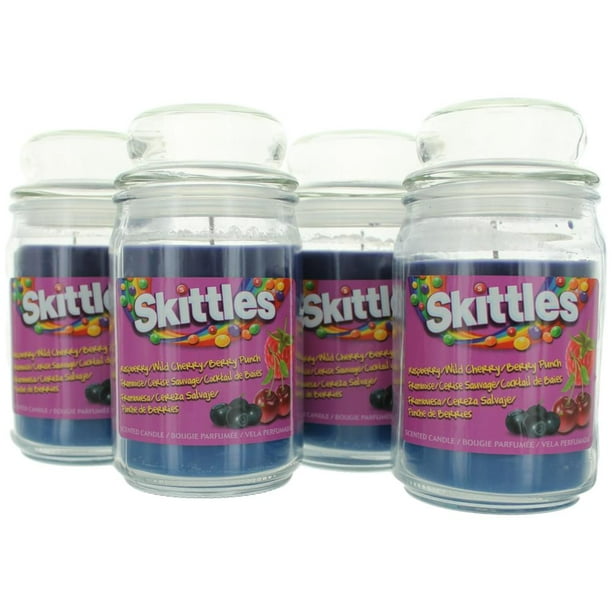 Skittles Scented Candle 4 Pack of 16 oz Triple Pour Jars Raspberry