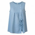 thumbnail image 4 of Miluxas Women's Lightweight Side Lace Up Sleeveless Blouse Summer Solid Round Neck Loose Fit Tunic Tank Tops Blue, 4 of 6
