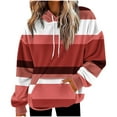thumbnail image 2 of JUSLIO Striped Womens Shirts Relaxed Fit Hoodies Sweatshirts with Pockets Long sleeve Sweatshirts Hot Pink L, 2 of 5