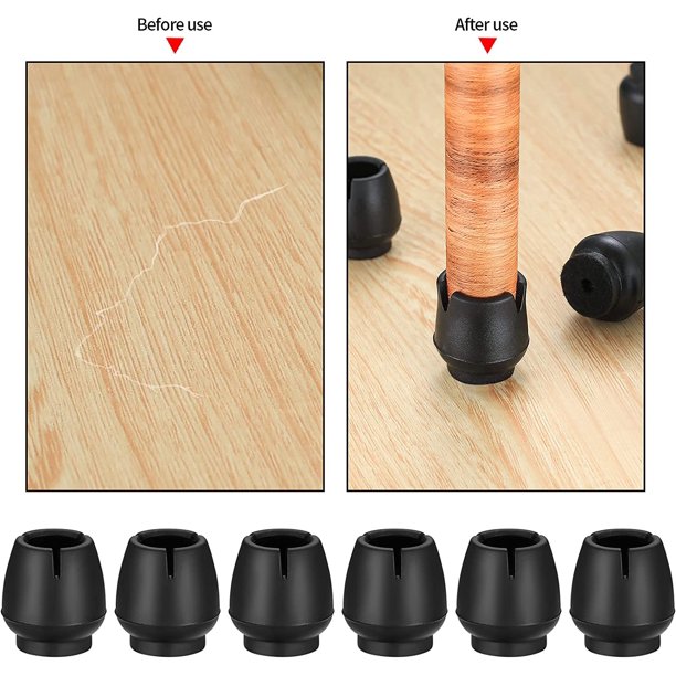 YTEACIUL Protectores De Suelo Cuadrados Grandes Para Patas De Silla 24 Piezas, Protectores De Silicona Para Patas De Silla Para Suelos De Madera Dura/Azulejos, Negro Parte Inferior De Fieltro Envuelta