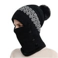 thumbnail image 2 of Herrnalise Woman's Winter Warm Neck Guard Head Guard Knitted Hat Scarf Mask In One Hairball Woolen Cap, 2 of 9