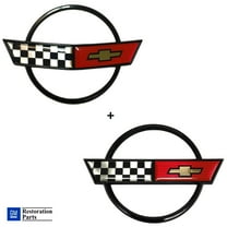C4 Corvette Front Nose Emblem Gas Fuel Lid Emblem Cross Flag Official GM Restoration Parts Includes Both Front and Rear Emblems Fits: 84 through 90 Corvettes