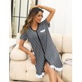 thumbnail image 2 of Ekouaer Women's Sleep Dress Short Sleeve Sleepwear Comfy Button Down Sleepshirt with Chest Pocket, 2 of 6