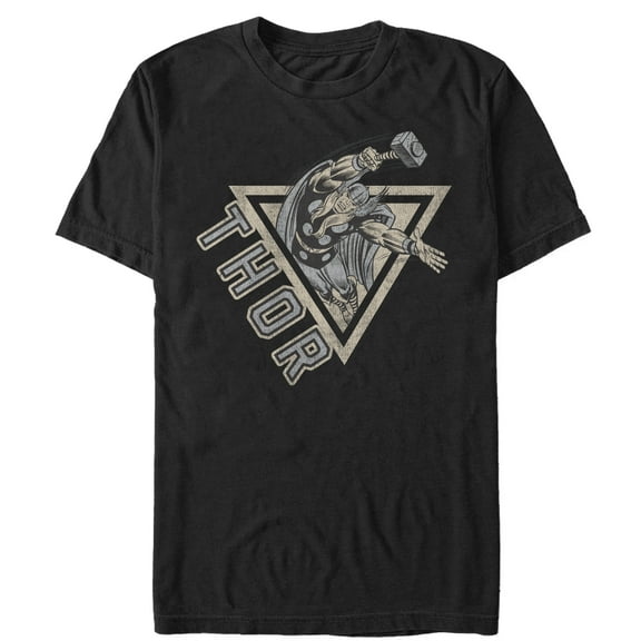 Men's Marvel Triangle Thor  Graphic Tee Black Small
